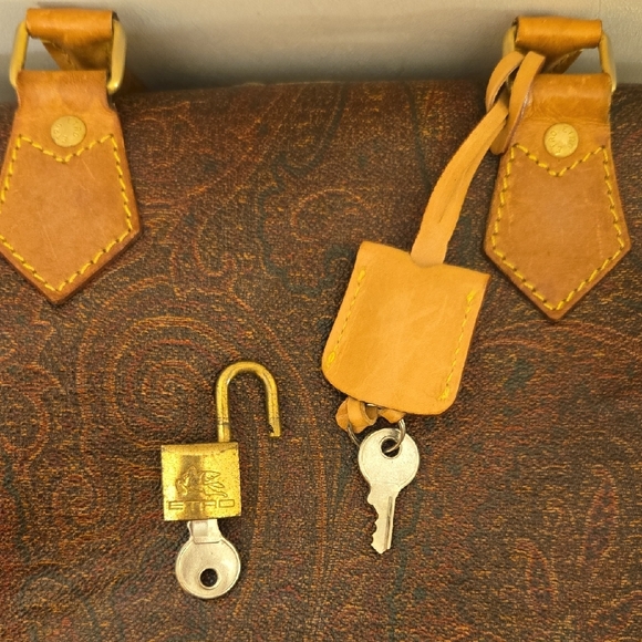 Etro Milano Vintage Red Paisley Speedy 20 Boston Travel Tote Bag - Picture 5 of 15